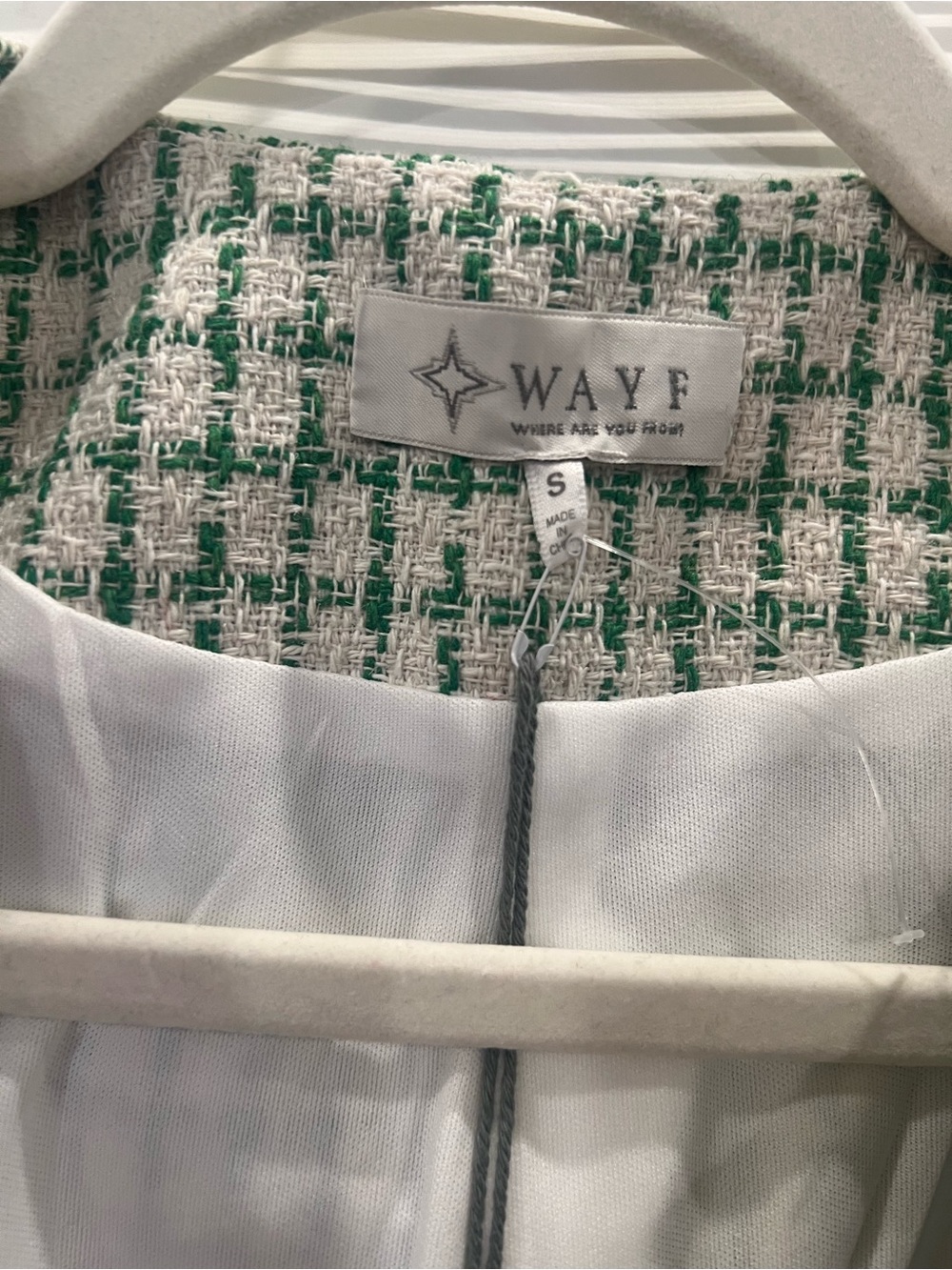 Wayf Green and Cream Tweed Jacket with Matching Bustier - Picture 4 of 7